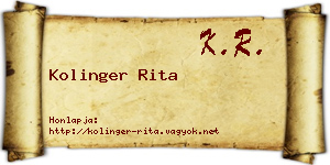 Kolinger Rita névjegykártya